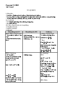 Giáo án Tự chọn Toán 7 - Tuần 4, Tiết 4: Tỷ l