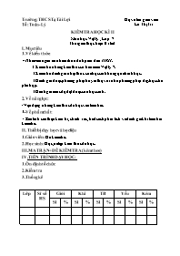 Giáo án Vật lí 7 - Tuần 33: Kiểm tra học kì I