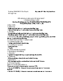 Kế hoạch bài dạy Giáo dục địa phương 7 - Tuần