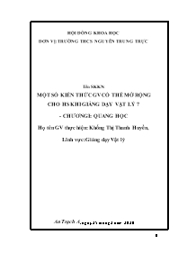 Một số kiến thức giáo viên có thể mở rộng cho