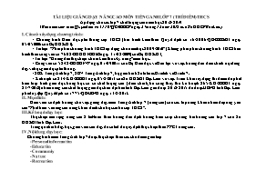 Tài liệu giảng dạy nâng cao môn Tiếng Anh Lớp