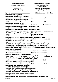 Đề kiểm tra giữa học kì 2 môn Toán Lớp 7 - Mã